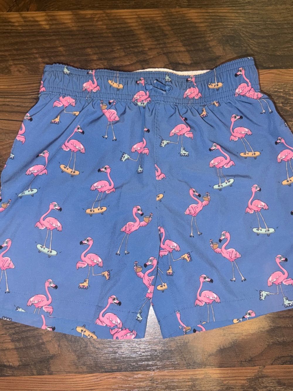 Abercrombie & Fitch Blue Swim Shorts with Pink Flamingo Print